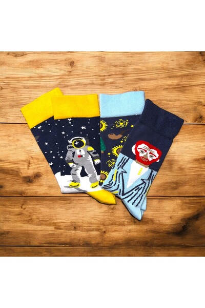MODA Ляв и десен различни астронавти - комплект от 2 чифта чорапи с мотив на ...