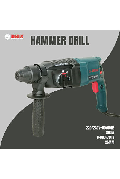 Brix مثقاب مطرقة دوارة BXP-508 - 800 واط، 26 مم SDS Plus، سرعة متغيرة، أداة ك...