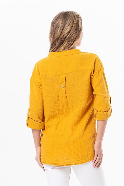 Eliş Şile Bezi Μακρυμάνικη Asu Summer Muslin Μπλούζα Mustard Hrd