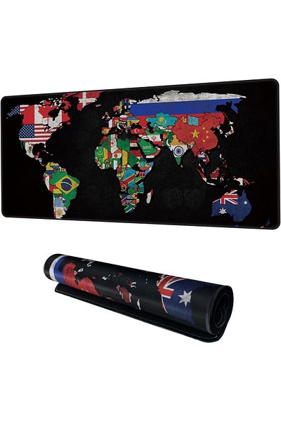 Fabienne Gaming Mouse Pad 90x40cm Non-Slip World Map Design Desk Pad Multicolor