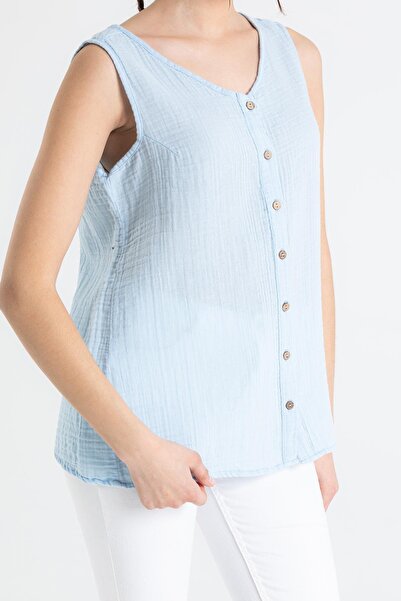 Eliş Şile Bezi Αμάνικη Melis Summer Muslin Μπλούζα Ice Blue Bmv