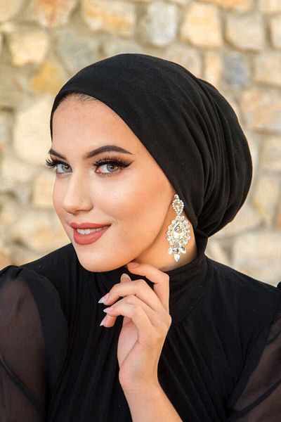 Aişe tesettür Black Ready Pipe Bonnet