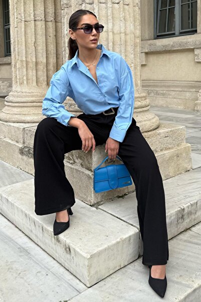 Madmext Mavi Basic Kadın Gömlek Mg2355