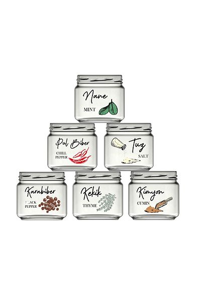 LİZYA BABY Luxury Spice Set Glass Jar Storage Container with Mini Spoon and Metal Tag