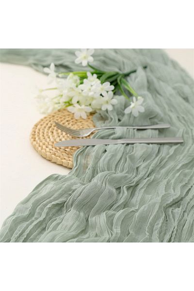 Choice Sage Green 1pc Cheesecloth Table Runner 10ft Boho Gauze Party Rustic Sheer Table Runner