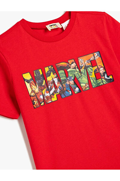 Koton Licencované tričko Marvel s potiskem, krátký rukáv, červené chlapecké tričko 5SKB10111TK