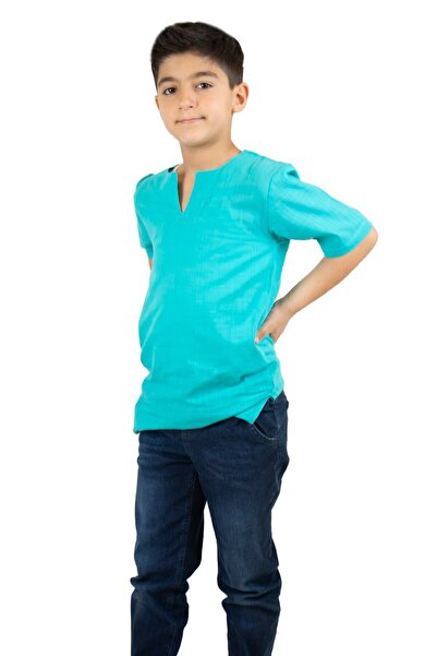 Eliş Şile Bezi Kratki rukav Şile tkanina okrugla kragna letnja majica za deča...