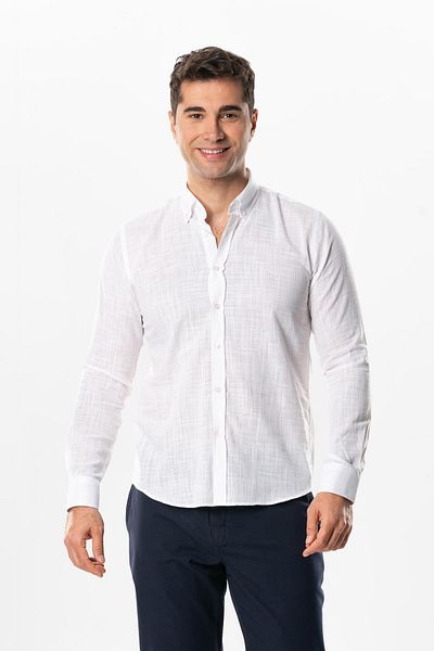 Eliş Şile Bezi Μακρυμάνικο καλοκαιρινό ανδρικό τρακτέρ Λευκό 3001