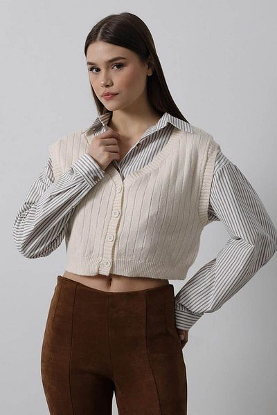 trender Cămașă de damă Stone cu dungi din tricot 34374