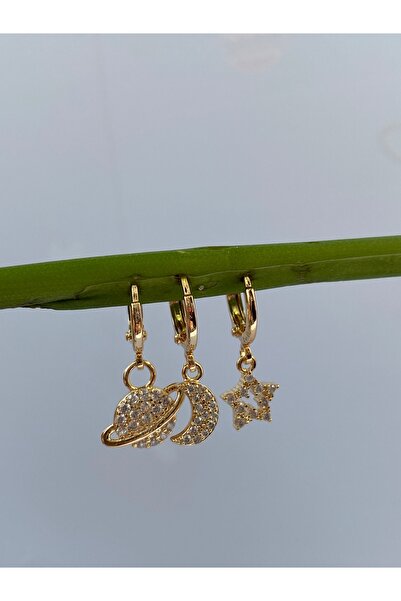 kurukafagift Zircon Stone Dangle Ring Sky 3-Piece Earring Set