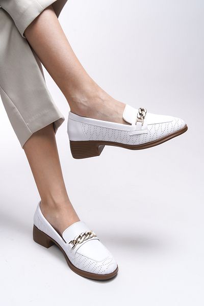 Riccon Γυναικείο Loafer Evelyrra 0012302   Λευκό δέρμα