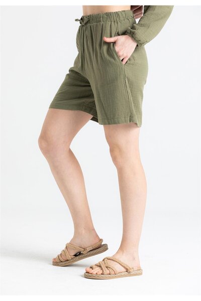 Eliş Şile Bezi Summer Pearl Laced Shorts Khaki (Hk) Model