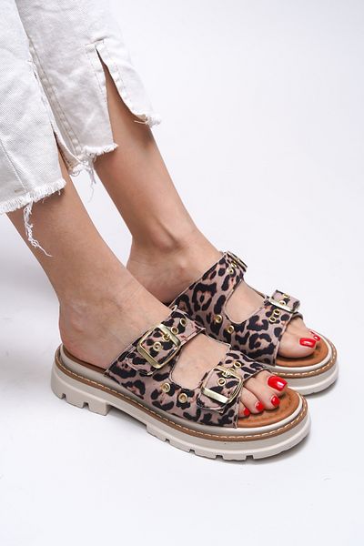 Riccon Papuci Tamrithe pentru femei 0012100   Leopard Bej