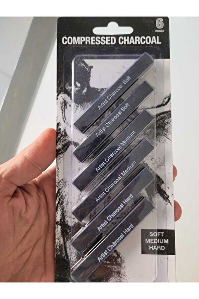 O&S Oyun ve Sanat Eğlen-Üret Pres Kömür Kalem Blok Füzen Kalemi 6lı set soft-medium-hard Eskiz set eskiz set Compressed Charcoal