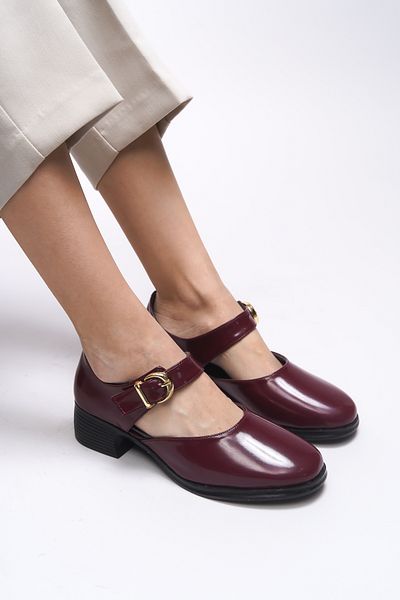 Riccon Pantofi clasici cu toc Saeldyl pentru femei 0012300   Piele lacuita rosie Claret