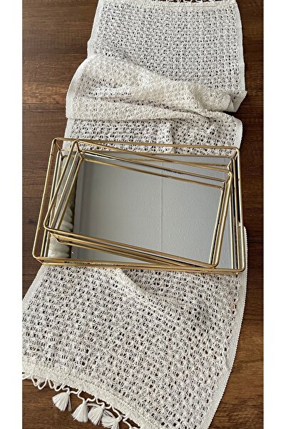 Niyoon 2 li Aynalı Dikdörtgen Orkide Tepsi