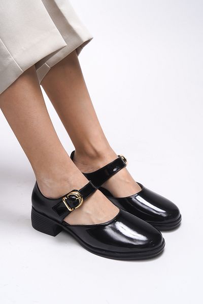 Riccon Pantofi clasici cu toc Saeldyl pentru femei 0012300   Piele lacuita neagra