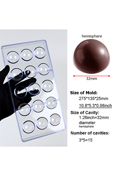 Choice AL13-F9207 قالب شوكولاتة من البولي كربونات على شكل قلب كروي لقوالب الخ...