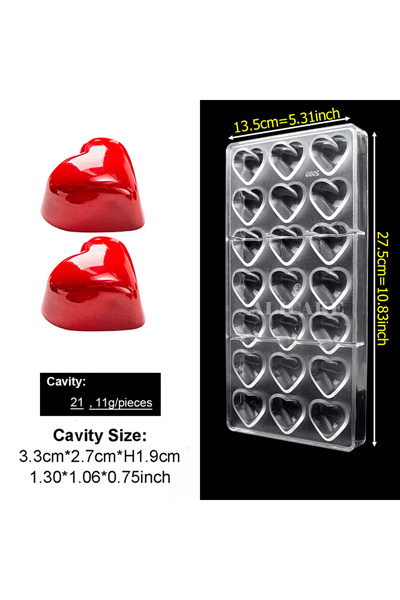 Choice 2089-F9207 قالب شوكولاتة من البولي كربونات على شكل قلب كروي لقوالب الخ...