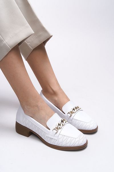 Riccon Γυναικείο Loafer Evelyrra 0012302   Λευκό δέρμα