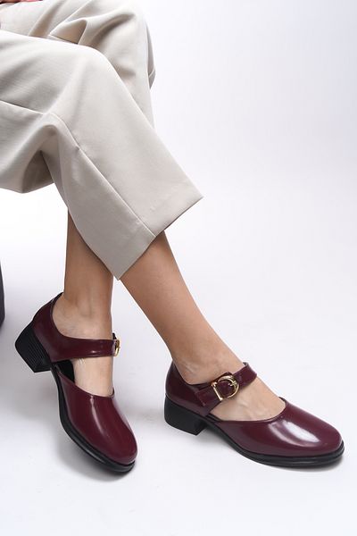 Riccon Pantofi clasici cu toc Saeldyl pentru femei 0012300   Piele lacuita rosie Claret