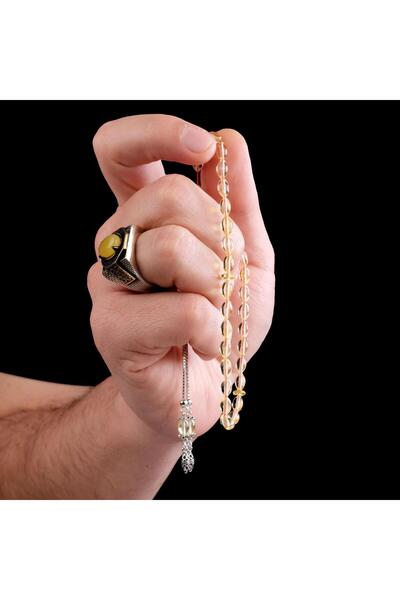 TESBİHCİBABA Κεφαλαίο κόκκινο ροζάριο κομμένο από κριθάρι σε πλήρως διαφανή δομή