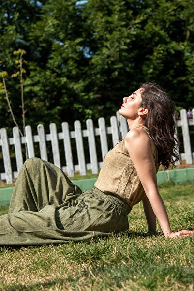 Eliş Şile Bezi Αμάνικη Ποπλίνα Zeyno Μπλούζα - Τσάντα Tprk