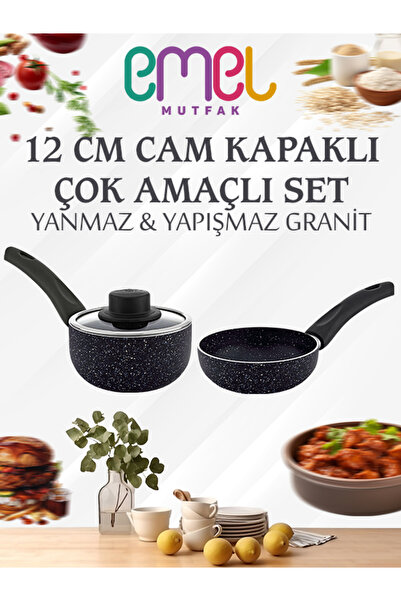 Emel Cooking Goods EMEL 12 cm Cam Kapaklı Mini Sos Tavası
