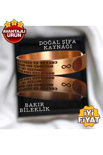BOJI Ancient Numbers Number Sequences Infinity and Flower of Life Copper Lucky Bracelet