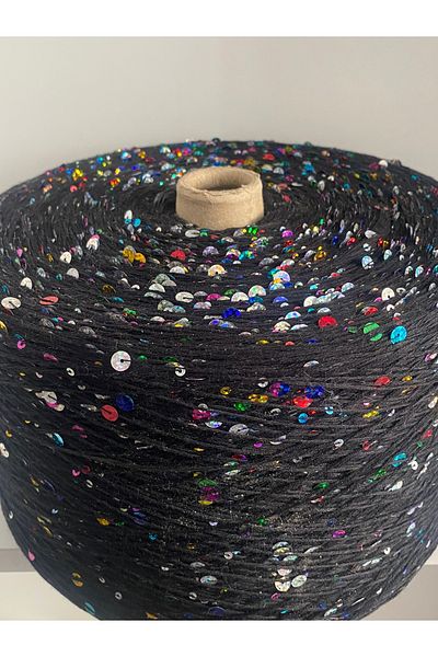 göçer 100% Βαμβάκι Μαύρο 3mm 6mm Μαύρη παγιέτα Rainbow 200 γρ.