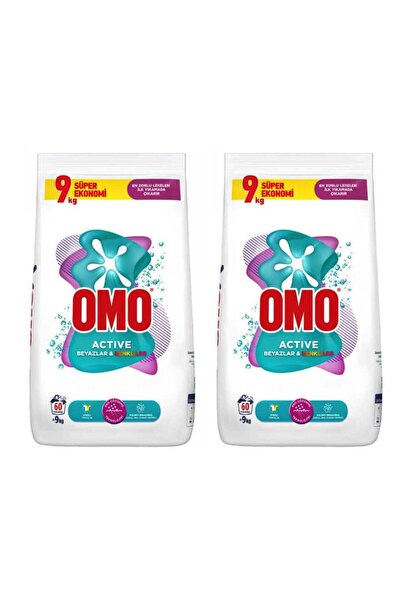Omo Active Beyaz ve Renkliler 9 kg x 2 Adet