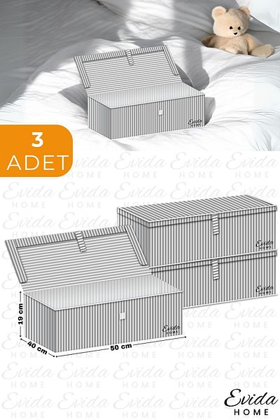 Evida 3 Pieces 50X40X19 cm Supported Trash Can - Multi-Purpose under Base Trash Can
