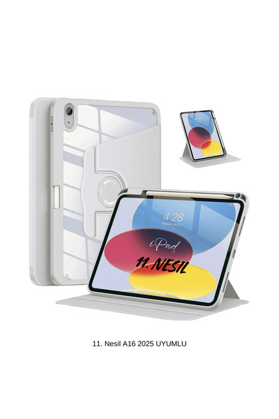 Fuchsia iPad 11th Generation A16 2025 Compatible 360° Rotatable Fuchsia Pino Tablet Case with Horizontal Portrait Stand