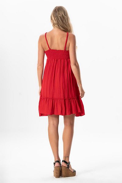 Eliş Şile Bezi Alanya Halter Neck Red/Red Short Summer Cambré με τη συναρμολόγηση