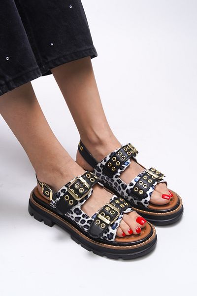 Riccon Sandale Ysalitia pentru damă 0012120   Leopard din piele lacuita
