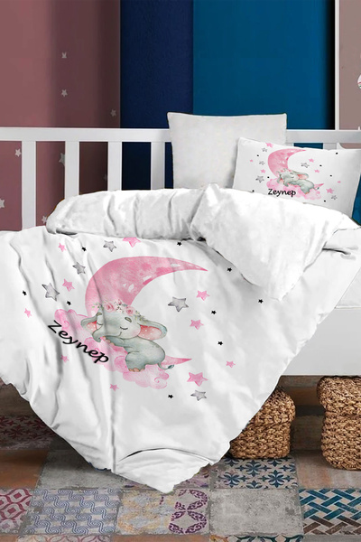 MonoHome Çarşaflı Isimli Bebek Nevresim %100 Pamuk Oeko-tex®sertifikalı 70 X ...