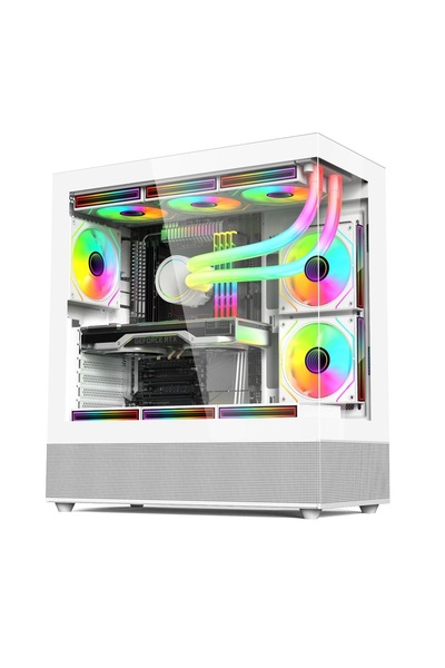 GAMETECH PHANTOM 6X120MM RGB FANLI TYPE-C GAMİNG OYUNCU BİLGİSAYAR KASASI BEYAZ