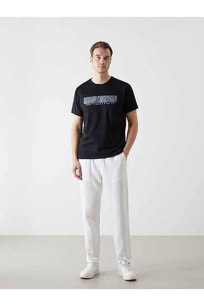LC Waikiki Νέα σεζόν Crew Neck κοντομάνικο εμπριμέ χτενισμένο βαμβακερό ανδρικό Tisort - S5I565Z8