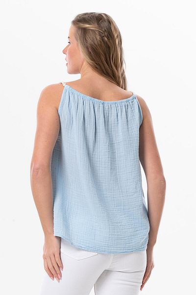 Eliş Şile Bezi Bluză cu bretele Alaçatı Summer Muslin Blue Ice Blue Bmv