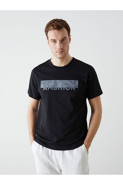 LC Waikiki Νέα σεζόν Crew Neck κοντομάνικο εμπριμέ χτενισμένο βαμβακερό ανδρικό Tisort - S5I565Z8