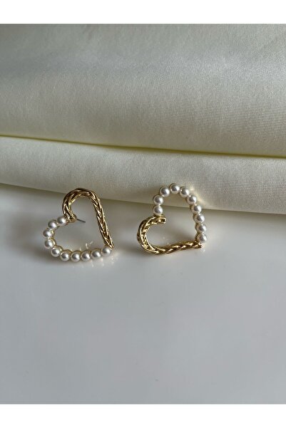 Nilsu Jewellery Accessory İnciLİ Kalp Detaylı Kadın Küpe