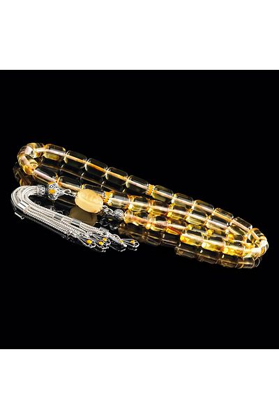 TESBİHCİBABA Masterpiece Fossil Burn Capsule Drop Amber Rosary