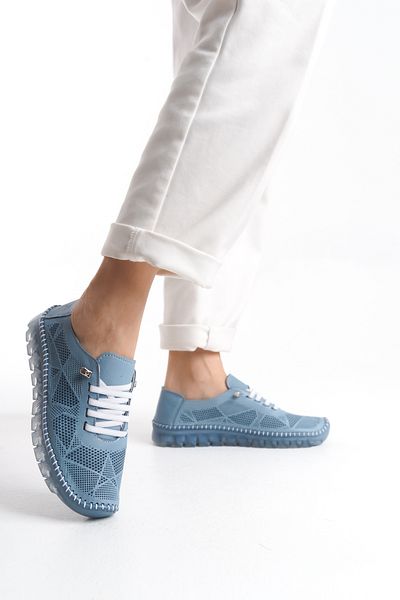 Limeo Genuine Leather Perforated Summer Soft Comfortable Flexible Lace up Daily Mother Casual Women's Shoes