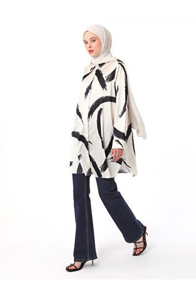 Refka Σατέν τουνίκ με φαρδιά κοπή - Μπεζ- Refka