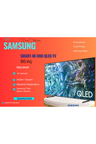 Samsung VDE sertifikalı %100 renk yoğunluğu.   50inc 125 cm 4K UHD Smart QLED TV,Uydu Alıcılı