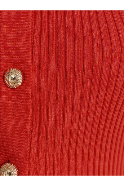 Dilvin 60246 Bisiklet Yaka Düğmeli İspanyol Kol Triko Hırka-A.Kırmızı