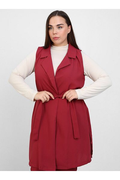 ALİA Plus Size Γιλέκο & Παντελόνι Διπλό Σετ - Αποξηραμένο Τριαντάφυλλο - Alia