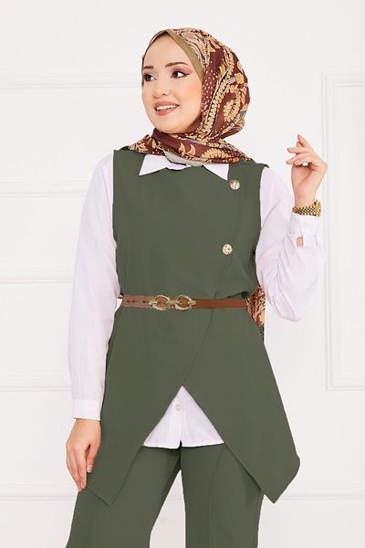EBRUTESETTÜR Belted Vest Hijab Double Suit