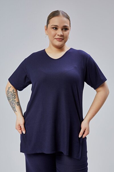 tarzımsüper Μοντέλο Comfort με σχισμή στο πλάι, μεγάλου μεγέθους, παντελόνι κοστούμι τουνίκ 2 τεμαχίων