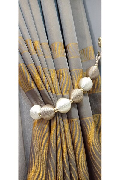 serART KOLYE FON PERDE YAN BAĞLAMA BRAÇOLU PERDE BAĞI VİZON KREM 1 adet